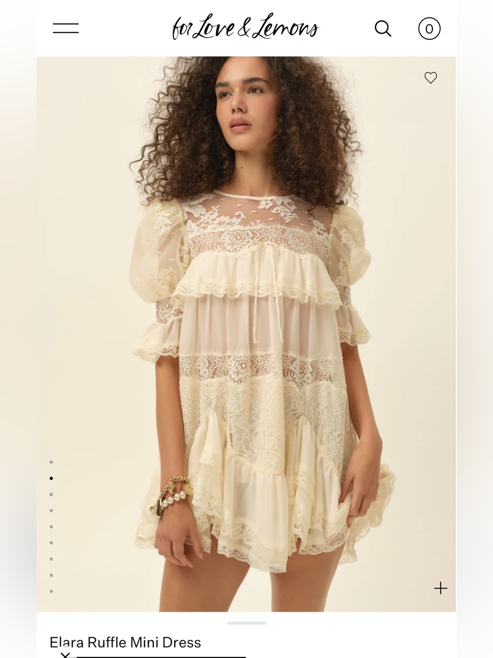 For Love & Lemons Elara Ruffle Mini Dress in Ivory